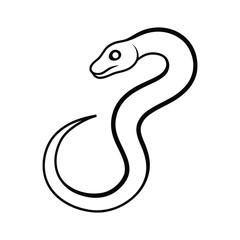 Simple line drawing of a snake isolated on white background