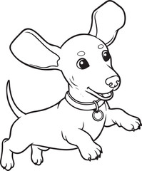 Adorable dachshund puppy joyfully leaping and playing, radiating youthful energy and happiness, perfect for pet lovers and family-friendly designs, a heartwarming scene