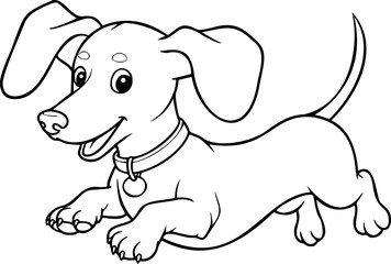 Playful dachshund puppy running joyfully, a charming pet illustration perfect for children's books, educational materials, or heartwarming designs, radiating happiness and energy