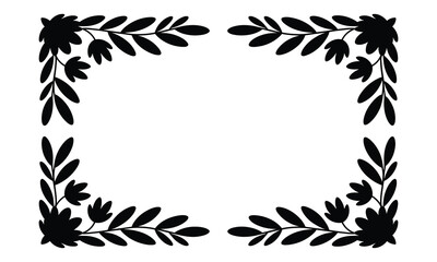 Minimal Floral Frame Silhouette Vector for Invitation Card and Laser Cut Design