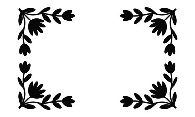 Minimal Floral Frame Silhouette Vector for Invitation Card and Laser Cut Design