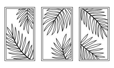 Modern Tropical Palm Cutout Panels Decorative Laser Cut Vector Design for Wall or Screen