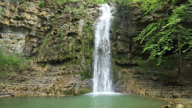 Cascade des Mathieux, a waterfall near Bugarach in Aude Department, southern France
