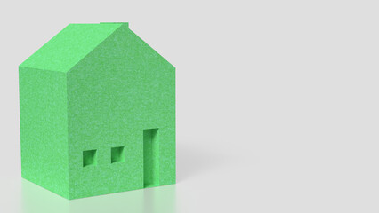 The Green House On white Background for Property or Building concept 3d Render.