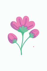 Charming Pink Flower with Buds on a White Background Illustration