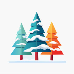 colorful winter trees with snow