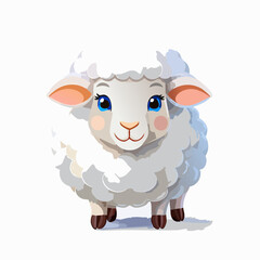 Fluffy white lamb with transparent background