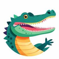 Obraz premium Green crocodile character with open mouth with transparent background