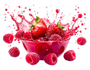 Berry juice splash isolated on transparent background