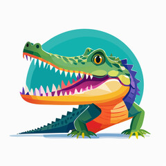 Naklejka premium Colorful crocodile creature with open mouth on white background