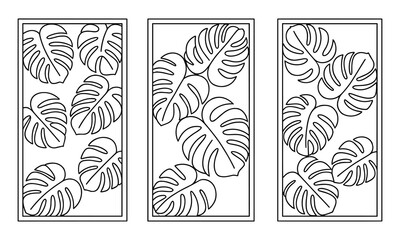 Tropical Monstera Knot Laser Cut Panels Set 