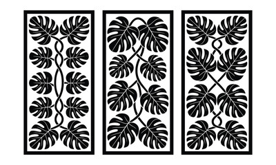 Tropical Monstera Knot Laser Cut Panels Set 