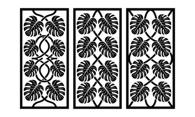 Tropical Monstera Knot Laser Cut Panels Set