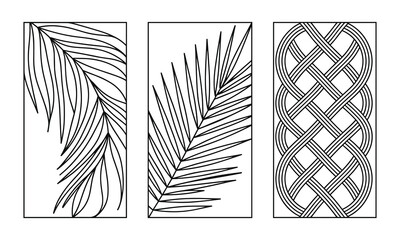 Tropical Palm Leaf and Celtic Knot Pattern Vector Set