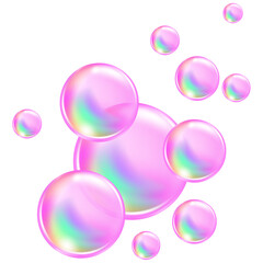 3D pink collagen bubble spheres, glossy jelly orbs with pearly foam and sparkling liquid drops.