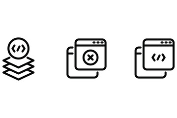 Web development icon set – Web layer, web error, and web programming
