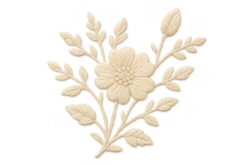 Embroidered flower design showing thread needlework craft