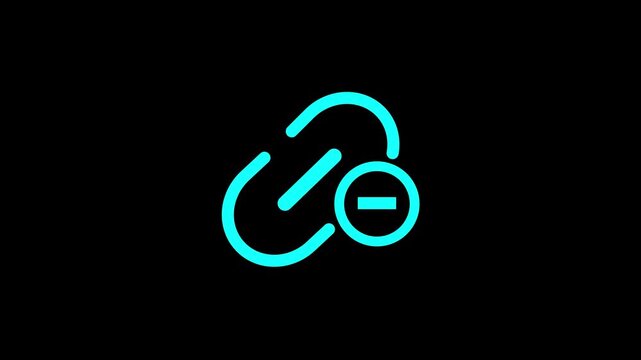 Cyan Link Icon with Minus Symbol on Black Background delete