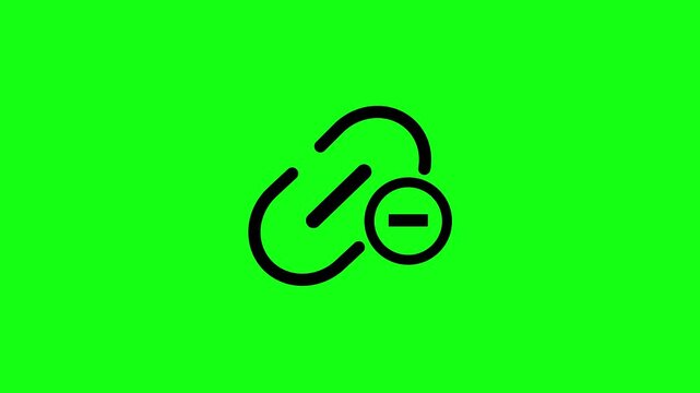 Black Link Icon with Minus Symbol on Green Background delete