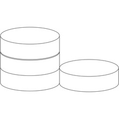 Abstract stacked cylinder shapes with dashed outlines on a clean white background representing data or growth concepts in a minimalist line art style