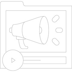 Abstract technical drawing schematic outline of a megaphone device with dashed lines and geometric...