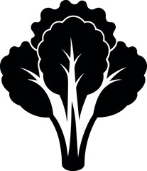 Rhubarb Silhouette with Leafy Tops in Black and White Vector