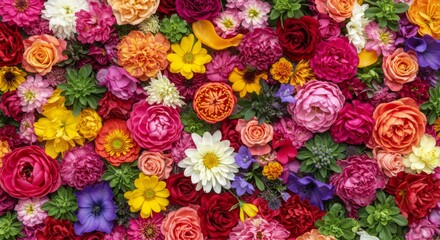 Colorful Floral Background Texture with Vibrant Blooms