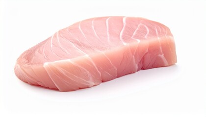 A close-up of nigiri sushi featuring a smooth slice of pink raw fish atop vinegared rice