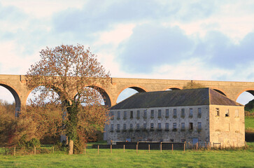 Tassagh Viaduct and nearby Tassagh Beetling Mill in County Armagh, Ireland