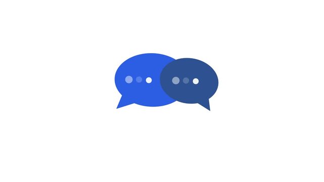 Two Dark bule and light bule Speech Bubbles with Ellipses on White Background communication conversation. Speech bubbles white background for communication, conversation.