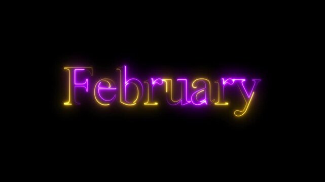 Year February month text icon effect animation .4k video