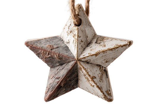 Rustic wooden star ornament hanging from a jute string perfect for Christmas decorations and holiday crafts