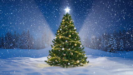 christmas tree with snow