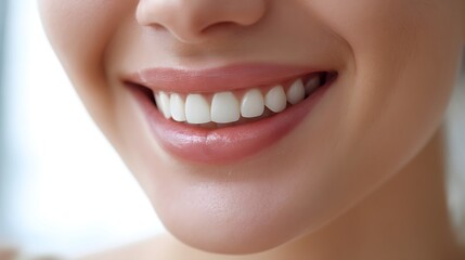 Obraz premium Close-Up of a Happy Woman Smiling with Perfect White Teeth