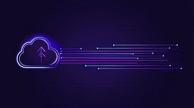 Cloud Icon with Data Transfer Lines - Powered by Adobe