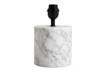 Cylindrical white marble lamp base with black fitting