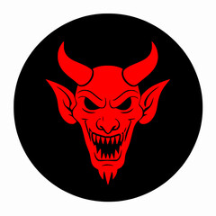 Halloween icon red on black Demon Devil Satan head horror spooky twitch emote white background
