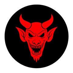 Halloween icon red on black Demon Devil Satan head horror spooky twitch emote transparent background