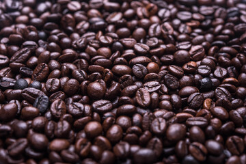 Roasted Coffee Beans Aroma Rich Texture Background Heap