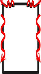 Illustration of a rectangular frame with red wavy lines indicating movement.