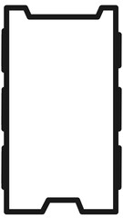 A minimalist outline of a smartphone with a blank screen, emphasizing its sleek design and modern aesthetic.