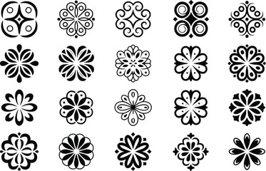 Set of twenty abstract geometric and floral ornamental patterns
