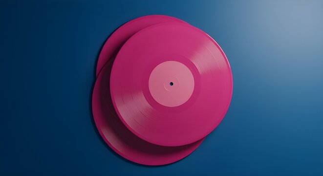 Stack of pink vinyl records.