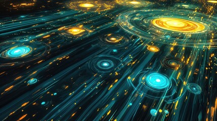 Swirling Luminous Patterns on Dark Background