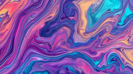 Abstract swirling pattern with vibrant colors of purple pink blue and yellow creating a fluid effect