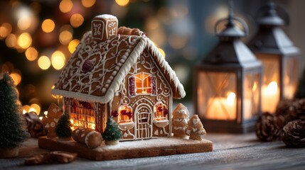 house made of edible cookies decorated as a Christmas ornament