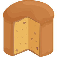 Whole Wheat Panettone Bread Slice Removed Showing Golden Yellow Interior With Dried Fruit Inclusions Warm Brown Texture Flat Design Isolated On Transparent Background