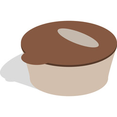Brown Circular Container With Oval Top and Shadow Isolated on Transparent Background