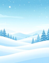 雪が降る冬山の風景　クリスマス素材