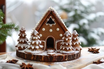 Homemade Vegan Gingerbread House with Natural Icing